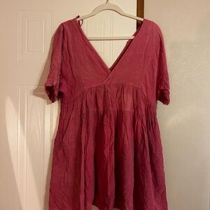 Mustard Seed Deep Pink V-Neck Romper Dress